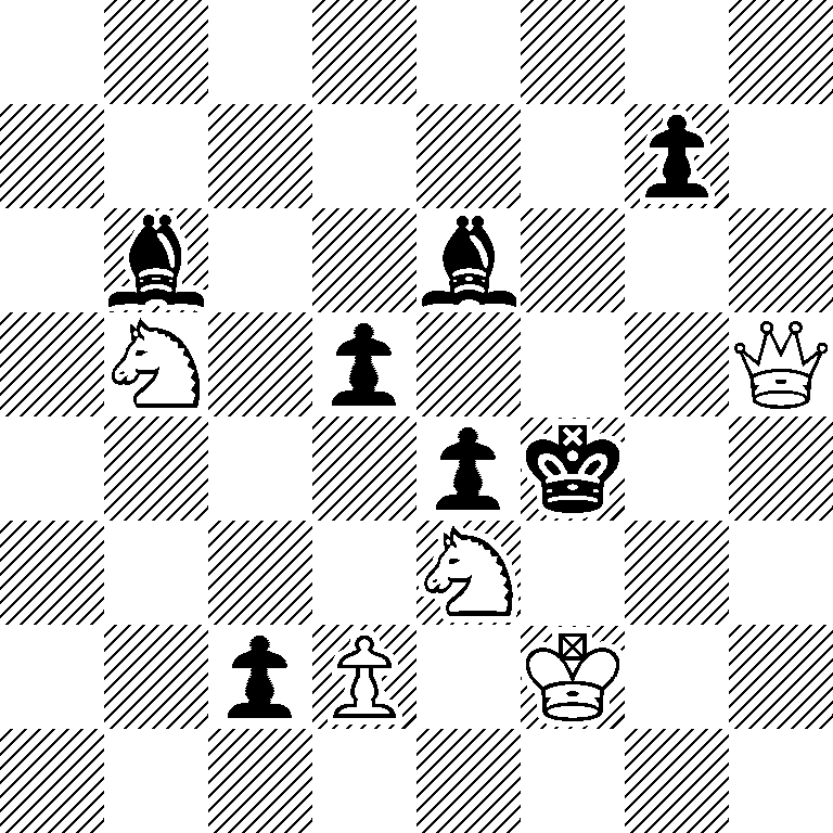 8/6p1/1b2b3/1N1p3Q/4pk2/4N3/2pP1K2/8