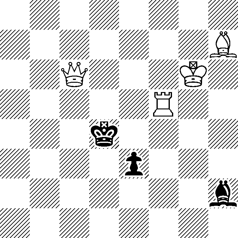 8/7B/2Q3K1/5R2/3k4/4p3/7b/8