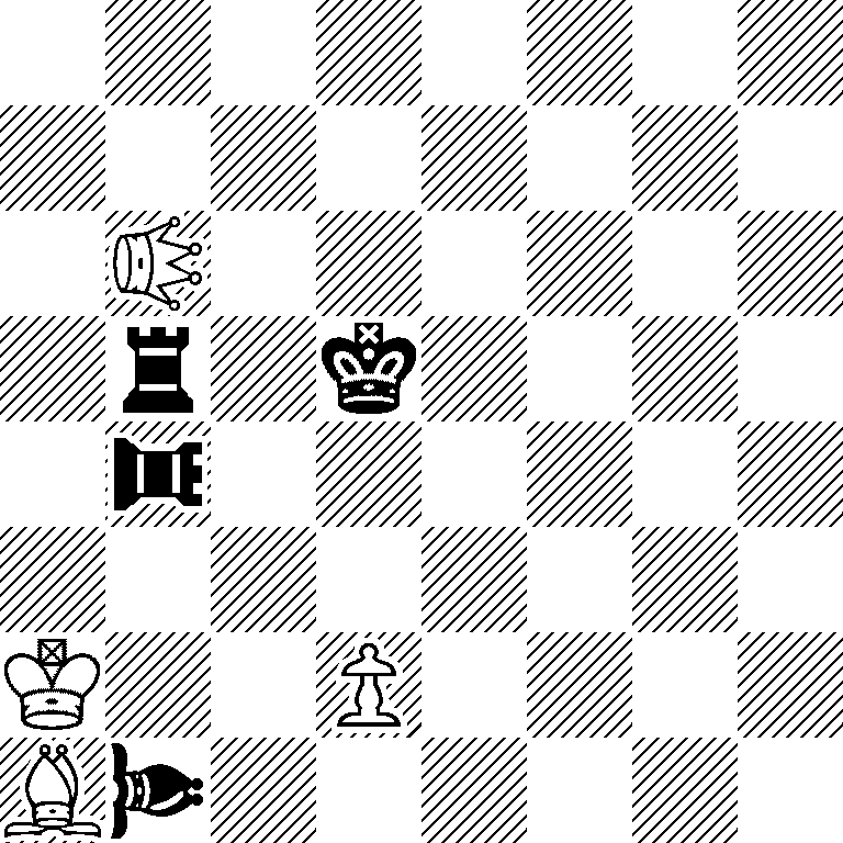 8/8/1*1Q6/1r1k4/1*1r6/8/K2P4/B*1b6