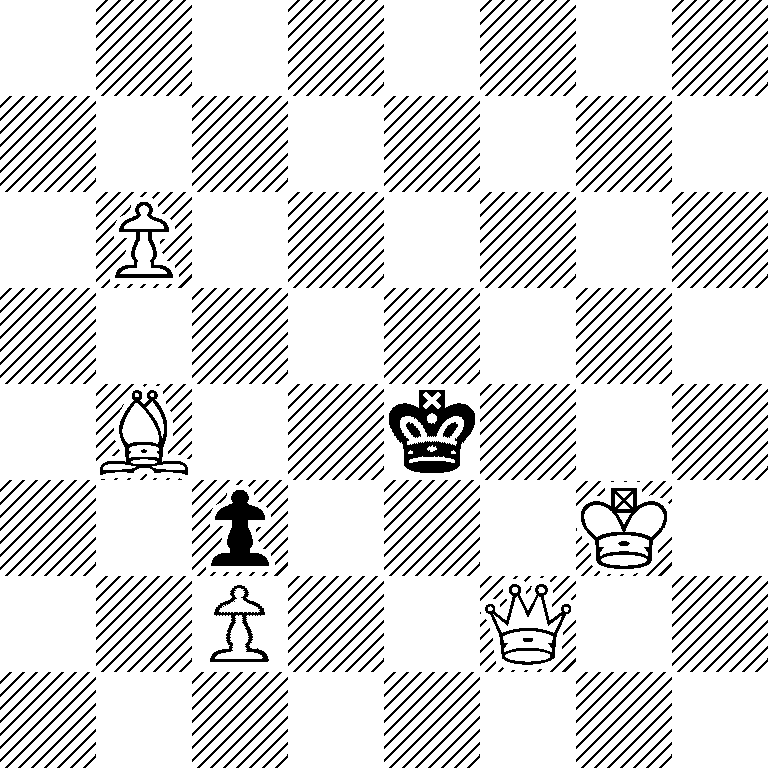 8/8/1P6/8/1B2k3/2p3K1/2P2Q2/8