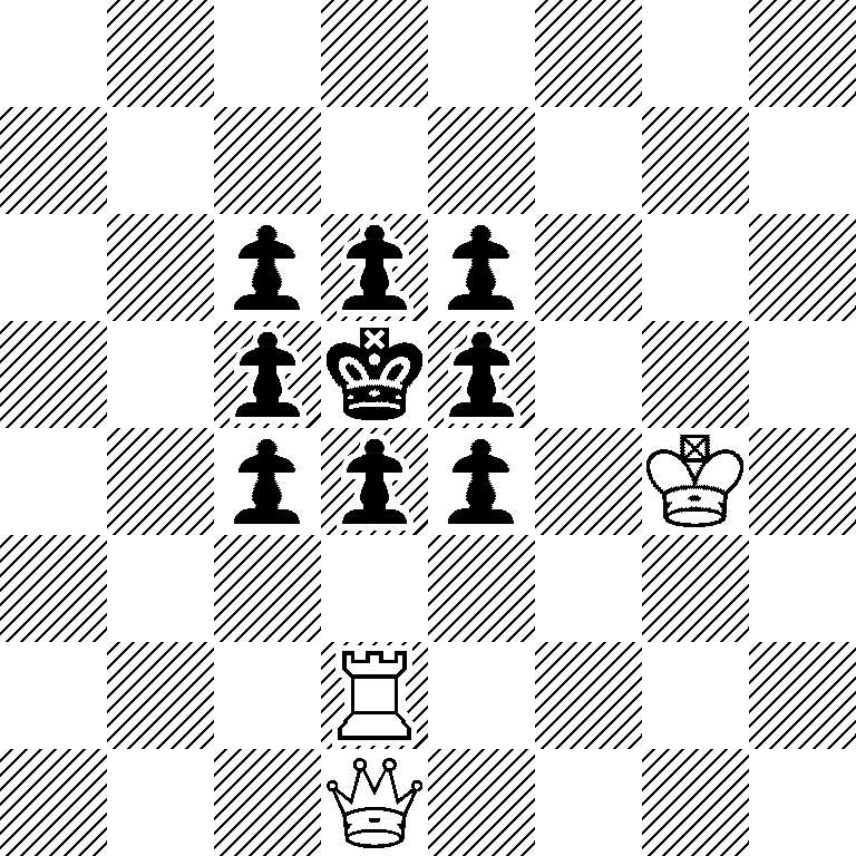 8/8/2ppp3/2pkp3/2ppp1K1/8/3R4/3Q4