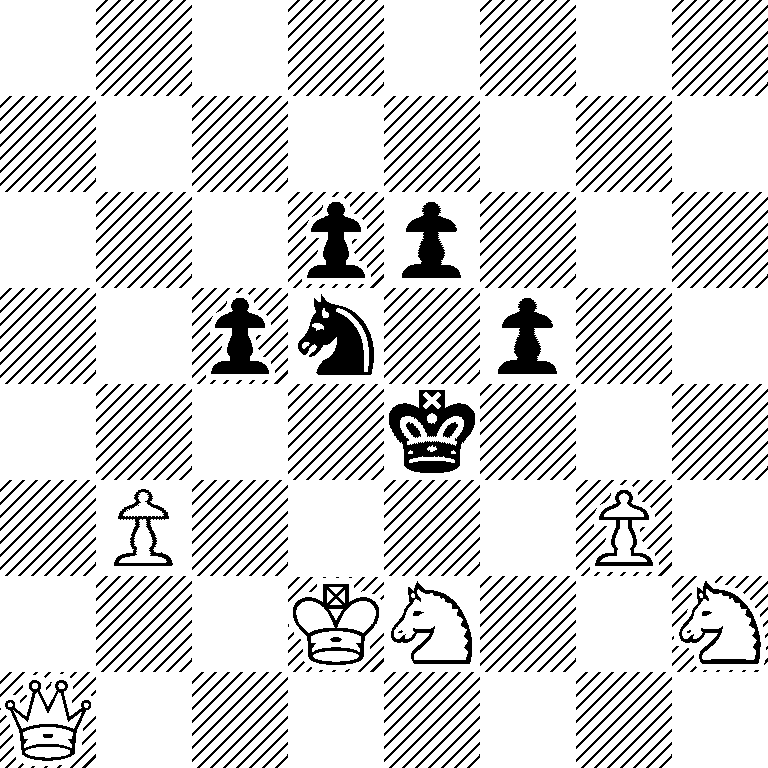 8/8/3pp3/2pn1p2/4k3/1P4P1/3KN2N/Q7