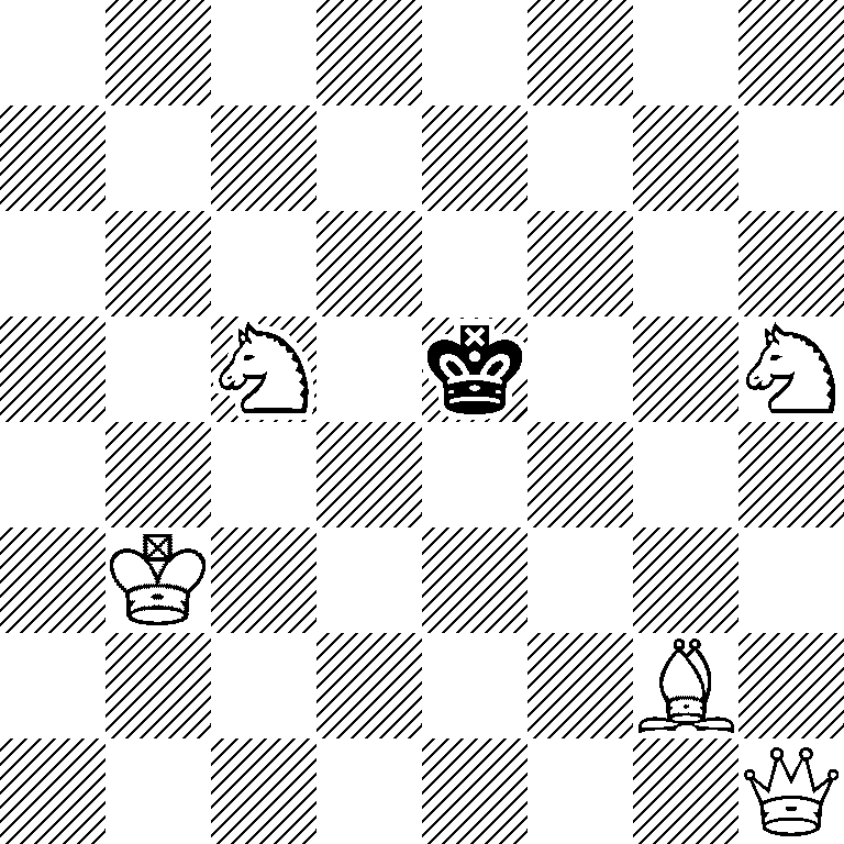 8/8/8/2N1k2N/8/1K6/6B1/7Q