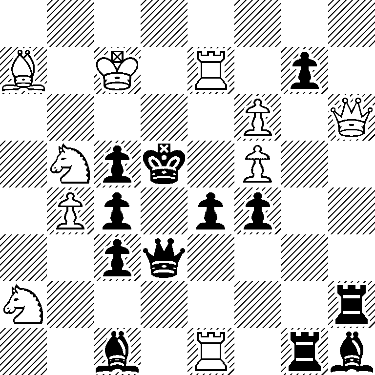 8/B1K1R1p1/5P1Q/1Npk1P2/1Pp1pp2/2pq4/N6r/2b1R1rb