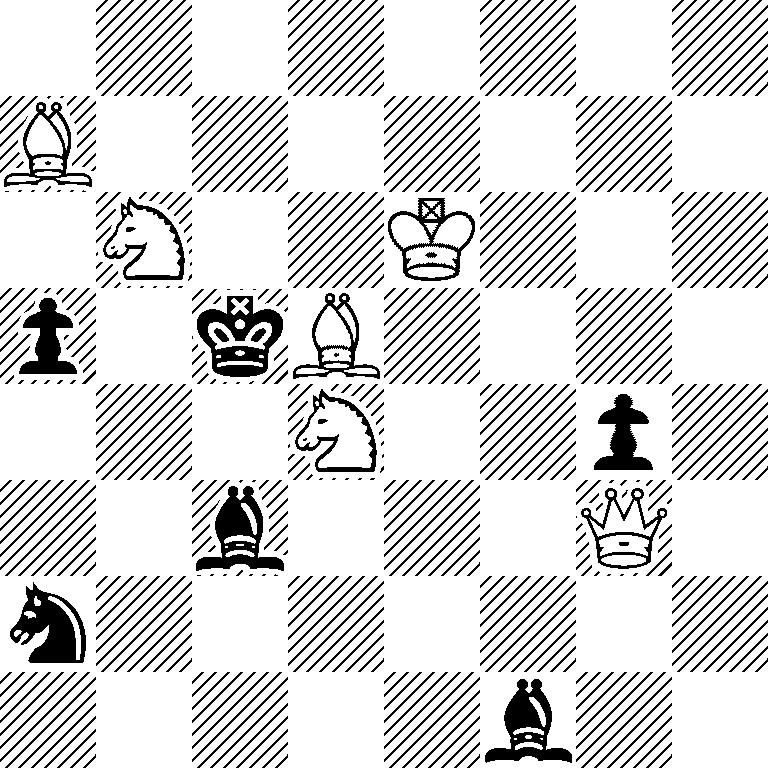 8/B7/1N2K3/p1kB4/3N2p1/2b3Q1/n7/5b2