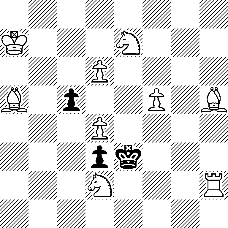 8/K3N3/3P4/B1p2P1B/3P4/3pk3/3N3R/8