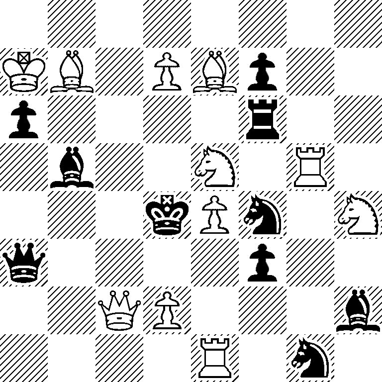 8/KB1PBp2/p4r2/1b2N1R1/3kPn1N/q4p2/2QP3b/4R1n1