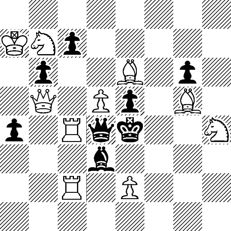 8/KNp5/1p2B1p1/1Q1Pp1B1/p1Rqk2N/3b4/2R1P3/8