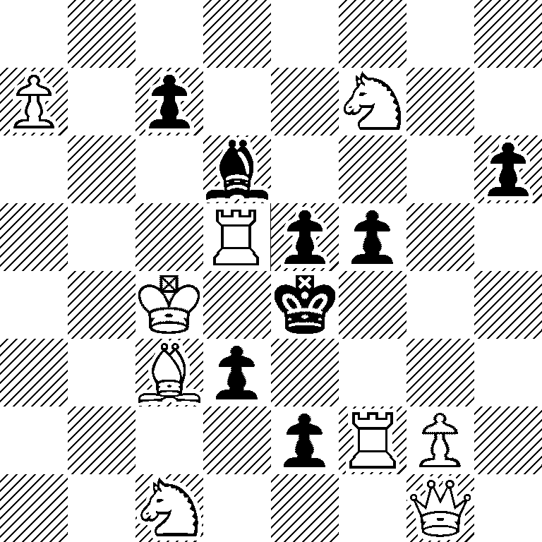 8/P1p2N2/3b3p/3Rpp2/2K1k3/2Bp4/4pRP1/2N3Q1