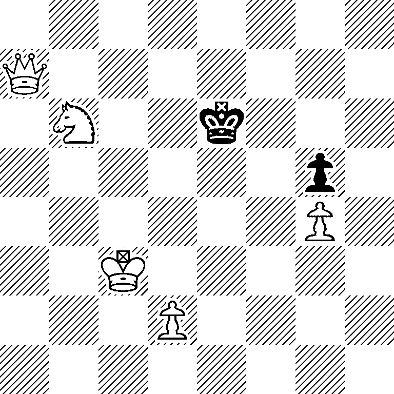 8/Q7/1N2k3/6p1/6P1/2K5/3P4/8