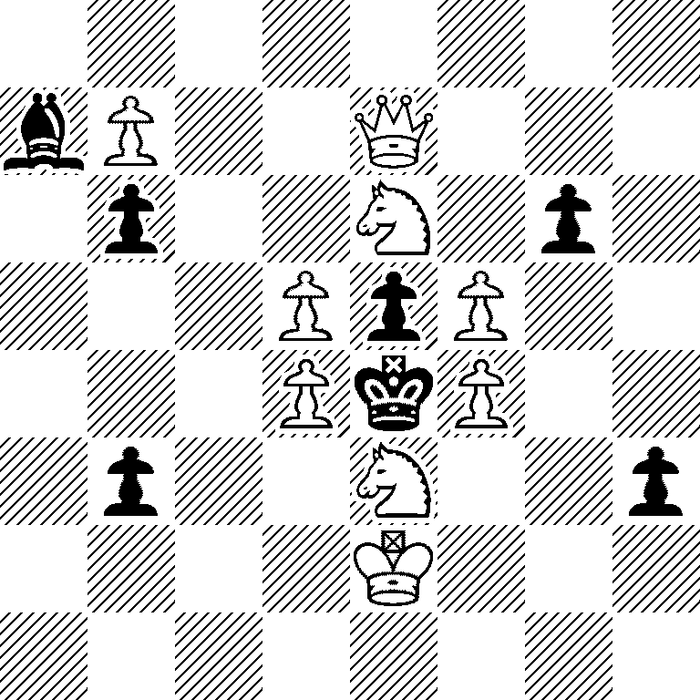 8/bP2Q3/1p2N1p1/3PpP2/3PkP2/1p2N2p/4K3/8