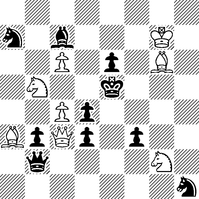 8/n1b3K1/2P1p1B1/1N2k3/2Pp4/BpQp1p2/1q4N1/7n