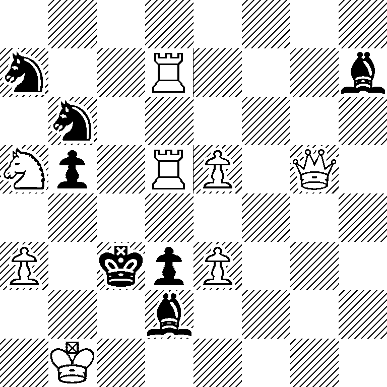8/n2R3b/1n6/Np1RP1Q1/8/P1kpP3/3b4/1K6
