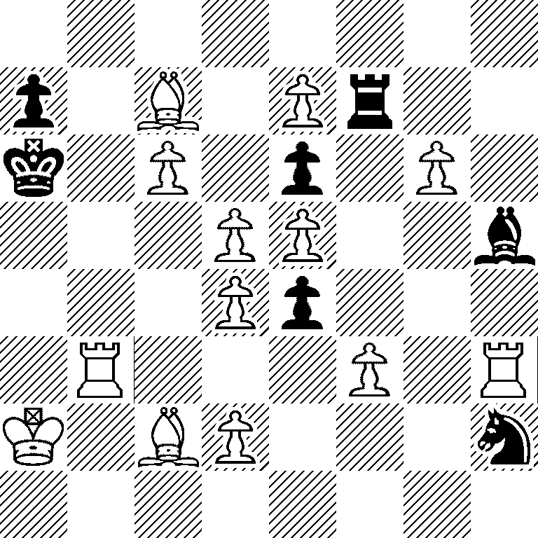 8/p1B1Pr2/k1P1p1P1/3PP2b/3Pp3/1R3P1R/K1BP3n/8