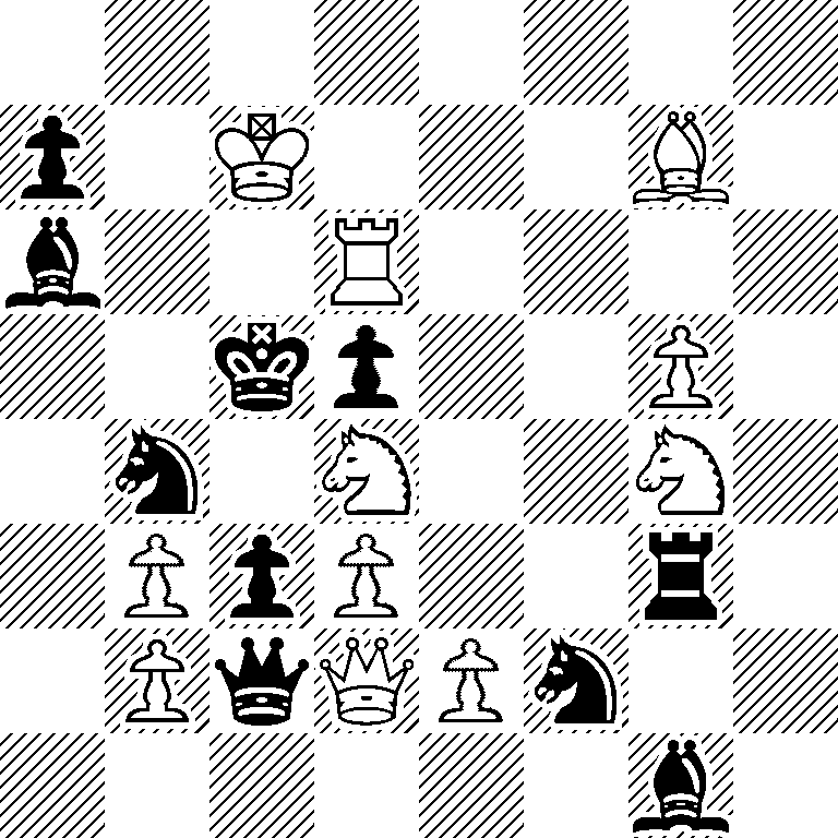 8/p1K3B1/b2R4/2kp2P1/1n1N2N1/1PpP2r1/1PqQPn2/6b1
