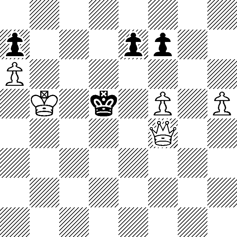 8/p3pp2/P7/1K1k1P1P/5Q2/8/8/8