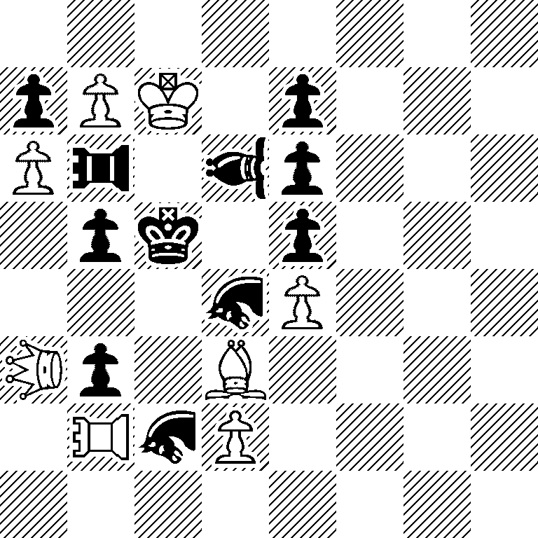 8/pPK1p3/P*3r1*3bp3/1pk1p3/3*3sP3/*3Qp1B4/1*3R*3sP4/8