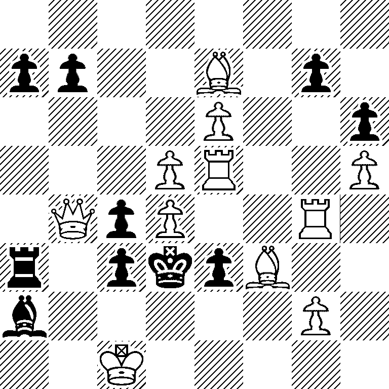 8/pp2B1p1/4P2p/3PR2P/1QpP2R1/r1pkpB2/b5P1/2K5