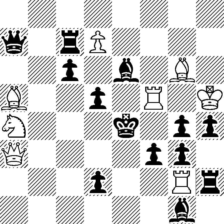 8/q1rP4/2p1b1B1/B2p1R1K/N3k1pp/Q4pp1/3p2Rr/6b1