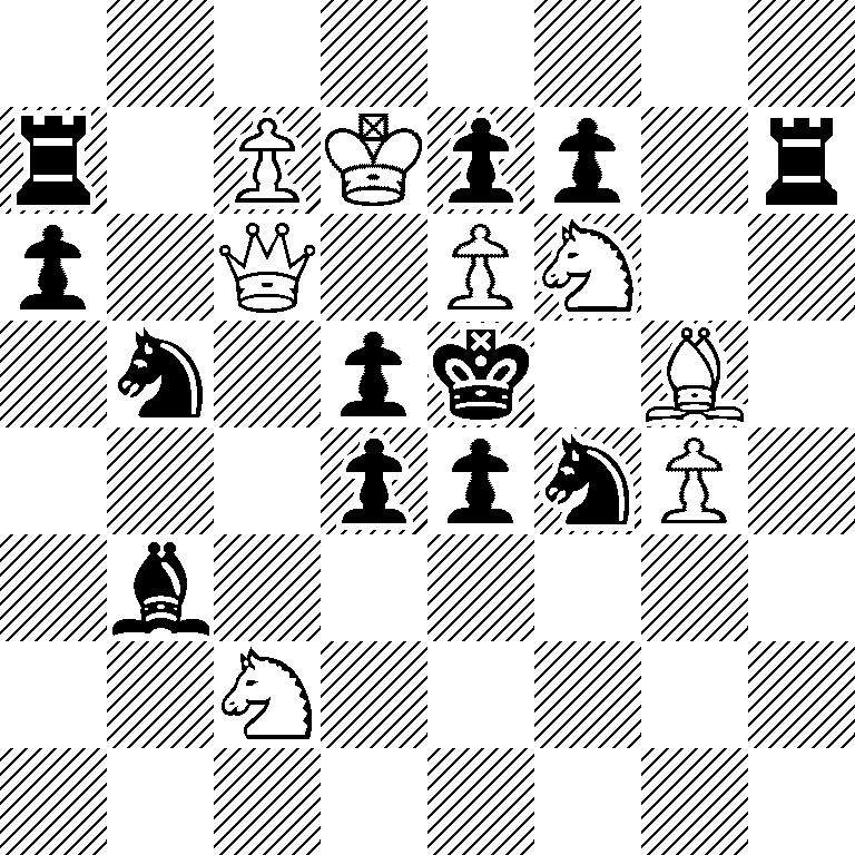 8/r1PKpp1r/p1Q1PN2/1n1pk1B1/3ppnP1/1b6/2N5/8