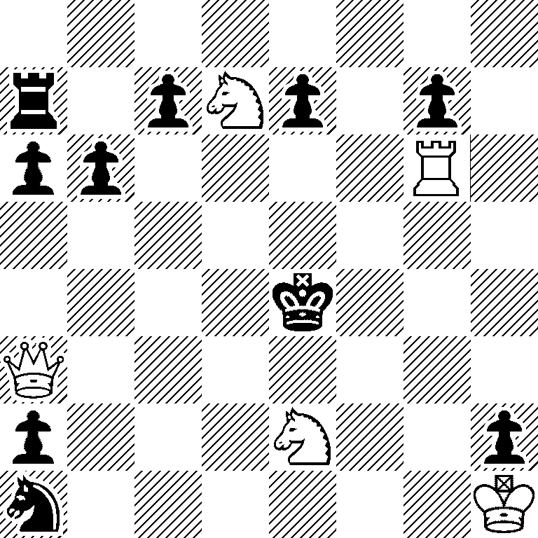 8/r1pNp1p1/pp4R1/8/4k3/Q7/p3N2p/n6K