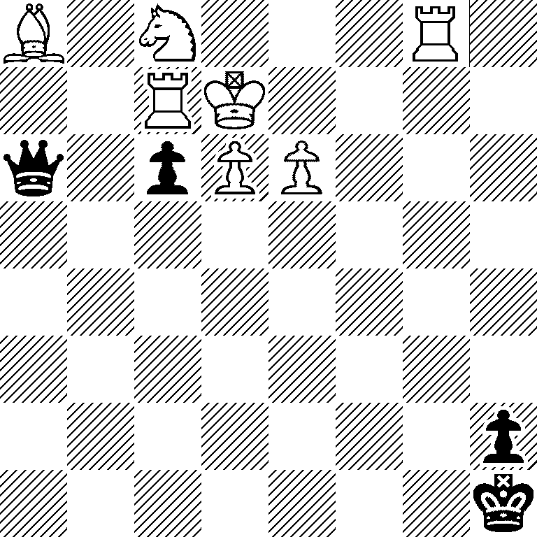 B1N3R1/2RK4/q1pPP3/8/8/8/7p/7k