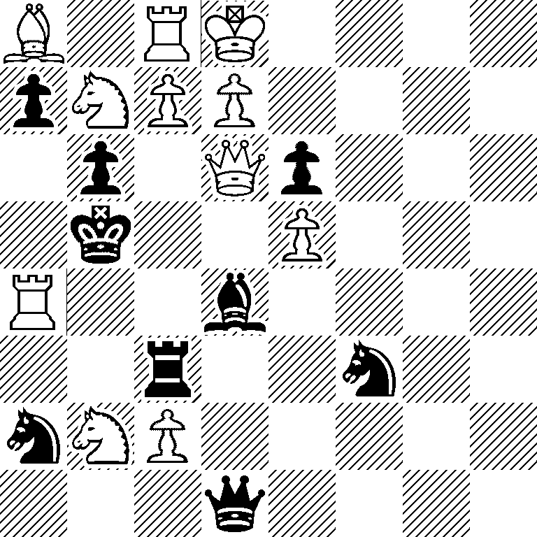 B1RK4/pNPP4/1p1Qp3/1k2P3/R2b4/2r2n2/nNP5/3q4