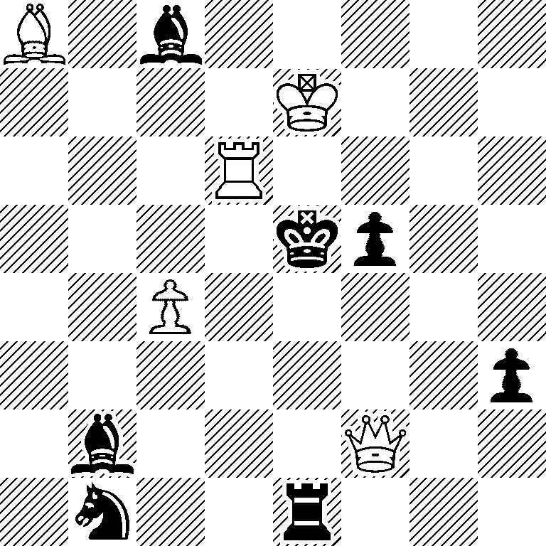 B1b5/4K3/3R4/4kp2/2P5/7p/1b3Q2/1n2r3
