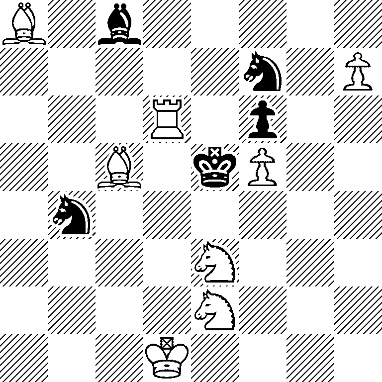 B1b5/5n1P/3R1p2/2B1kP2/1n6/4N3/4N3/3K4
