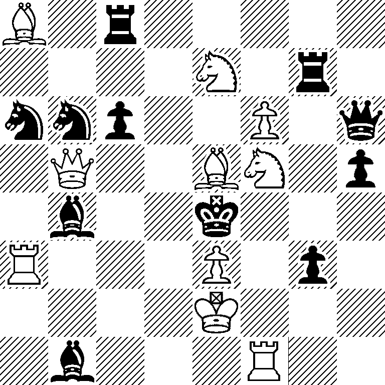 B1r5/4N1r1/nnp2P1q/1Q2BN1p/1b2k3/R3P1p1/4K3/1b3R2