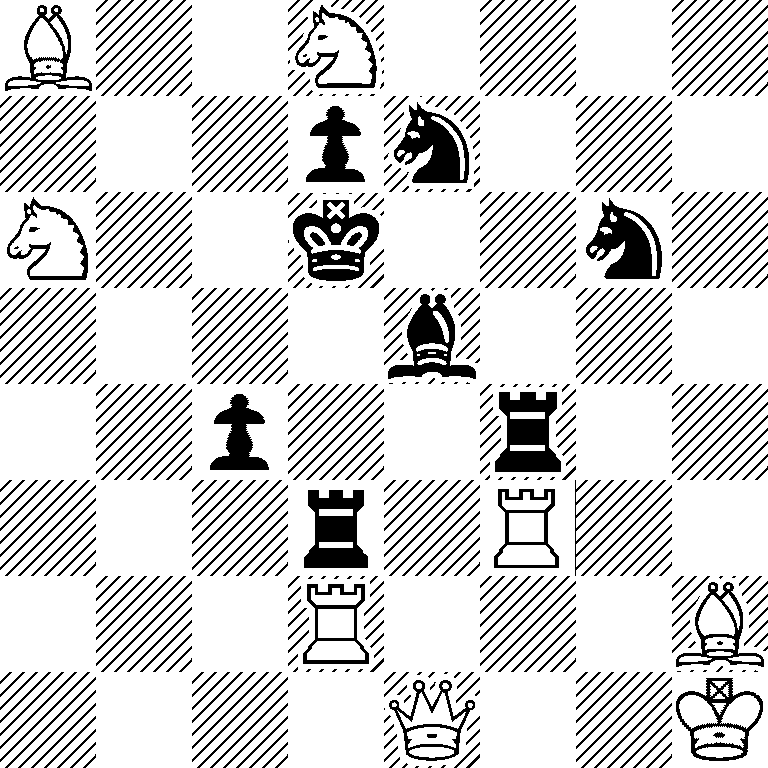 B2N4/3pn3/N2k2n1/4b3/2p2r2/3r1R2/3R3B/4Q2K