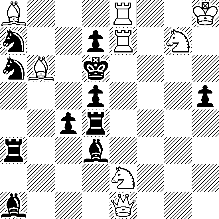 B3R2K/n2pR1N1/nB1k4/3p3p/2pr4/r2b4/4N3/b3Q3
