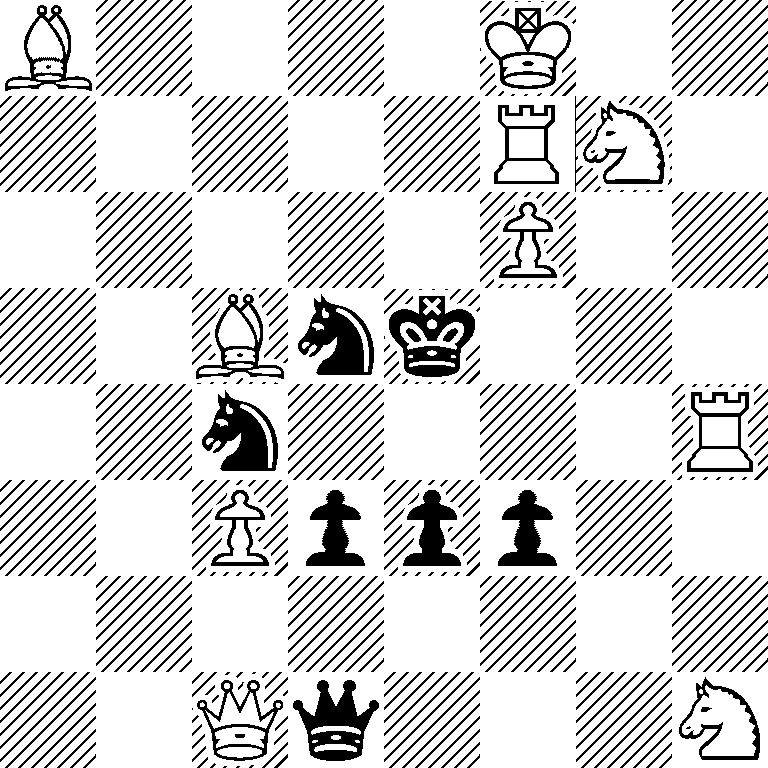 B4K2/5RN1/5P2/2Bnk3/2n4R/2Pppp2/8/2Qq3N