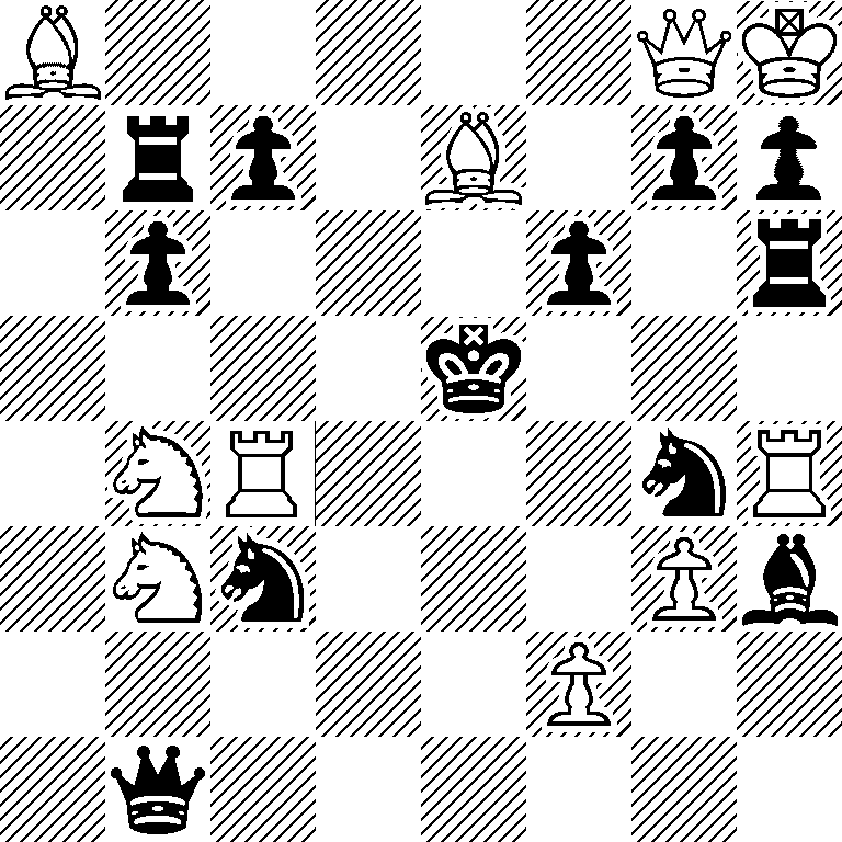 B5QK/1rp1B1pp/1p3p1r/4k3/1NR3nR/1Nn3Pb/5P2/1q6