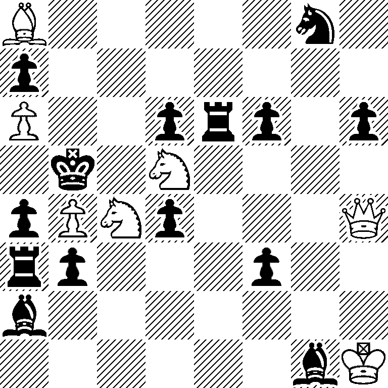 B5n1/p7/P2prp1p/1k1N4/pPNp3Q/rp3p2/b7/6bK