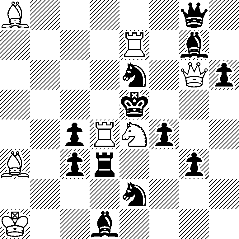 B5q1/4R1b1/4n1Qp/4k3/2pRNp2/B1pr2p1/4n3/K2b4