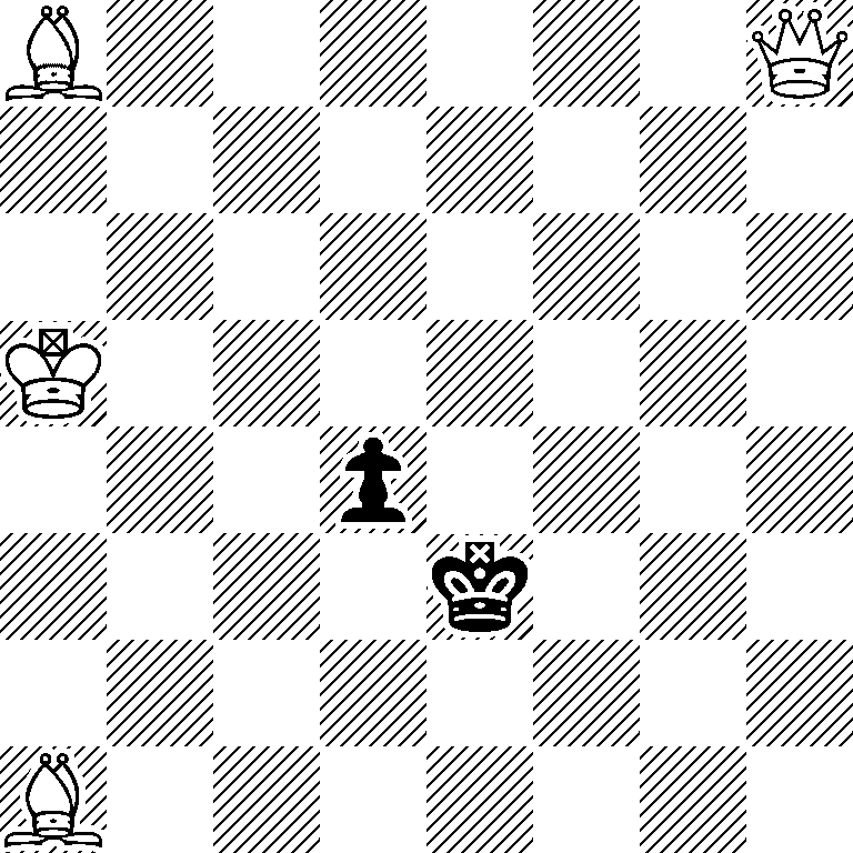 B6Q/8/8/K7/3p4/4k3/8/B7