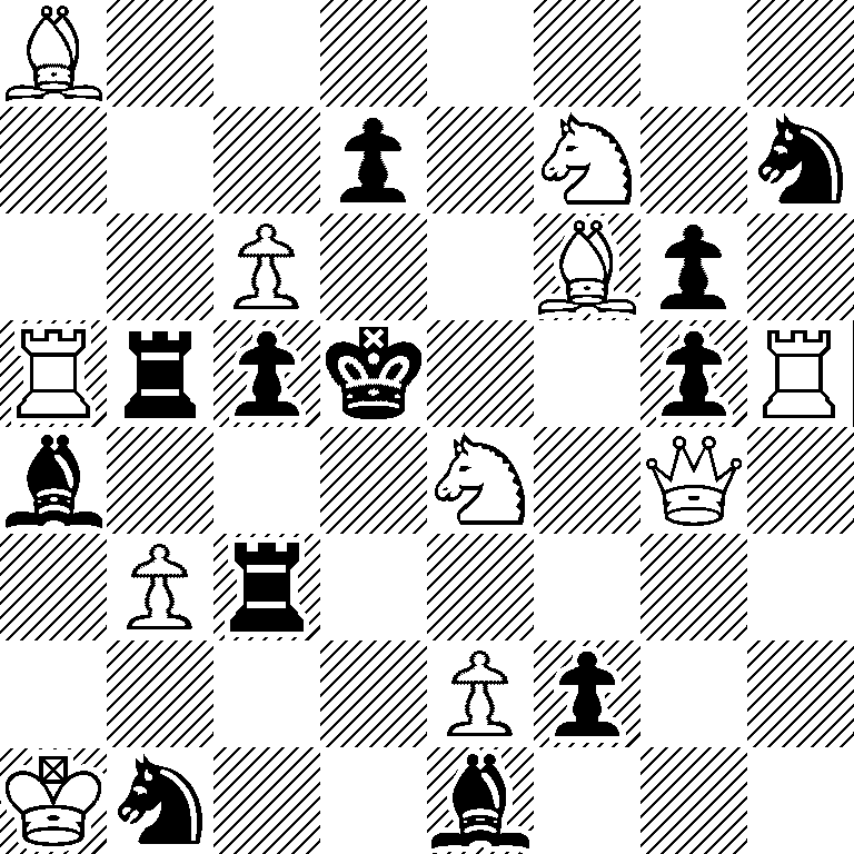 B7/3p1N1n/2P2Bp1/Rrpk2pR/b3N1Q1/1Pr5/4Pp2/Kn2b3