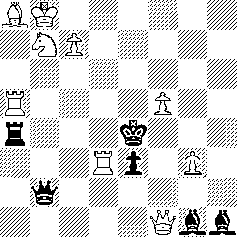 BK6/1NP5/8/R4P2/r3k3/3Rp1P1/1q6/5Qbb