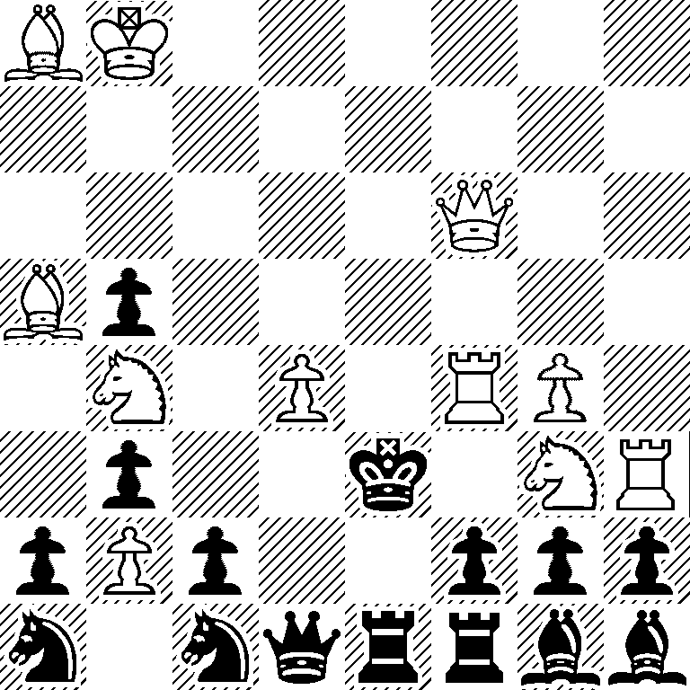BK6/8/5Q2/Bp6/1N1P1RP1/1p2k1NR/pPp2ppp/n1nqrrbb