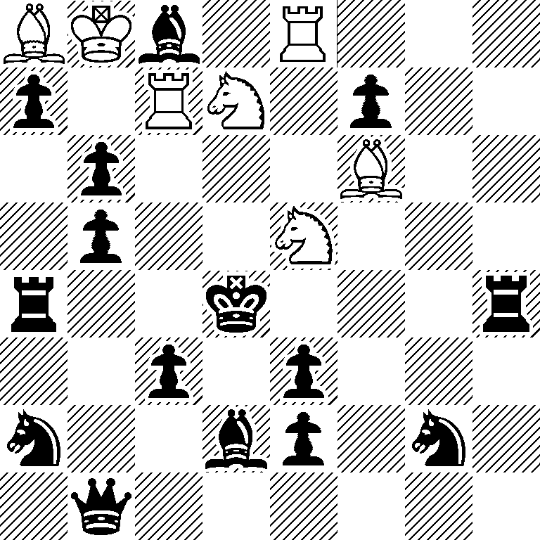BKb1R3/p1RN1p2/1p3B2/1p2N3/r2k3r/2p1p3/n2bp1n1/1q6