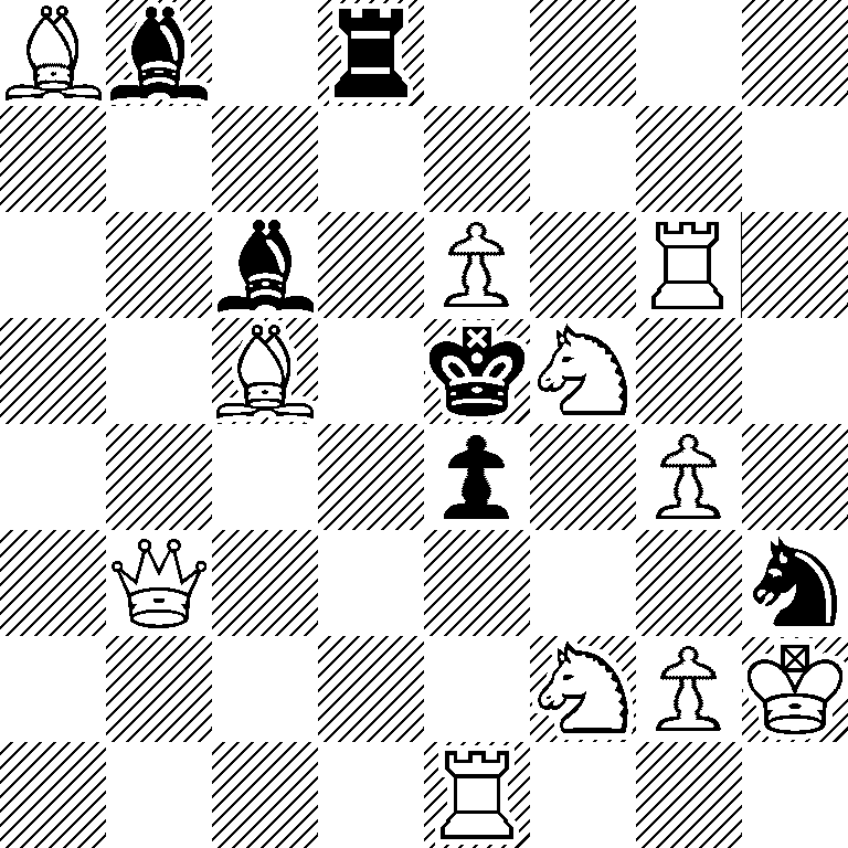 Bb1r4/8/2b1P1R1/2B1kN2/4p1P1/1Q5n/5NPK/4R3