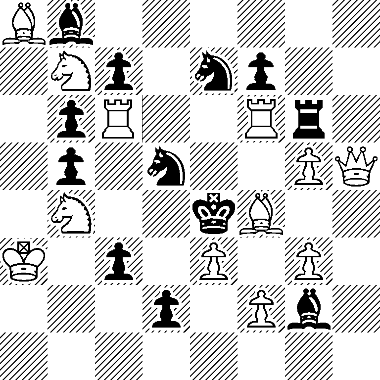 Bb6/1Np1np2/1pR2Rr1/1p1n2PQ/1N2kB2/K1p1P1P1/3p1Pb1/8