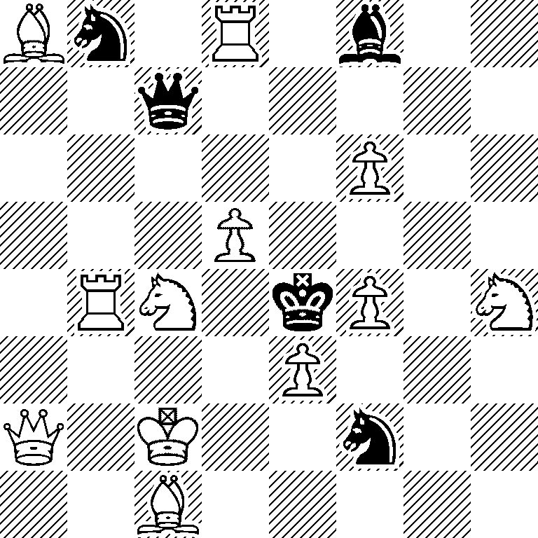 Bn1R1b2/2q5/5P2/3P4/1RN1kP1N/4P3/Q1K2n2/2B5