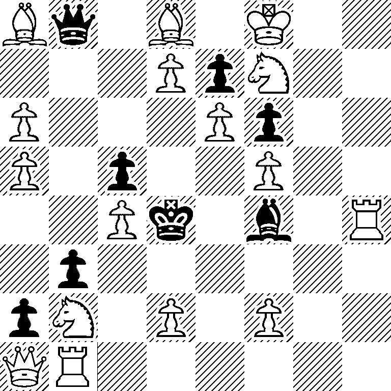 Bq1B1K2/3PpN2/P3Pp2/P1p2P2/2Pk1b1R/1p6/pN1P1P2/QR6