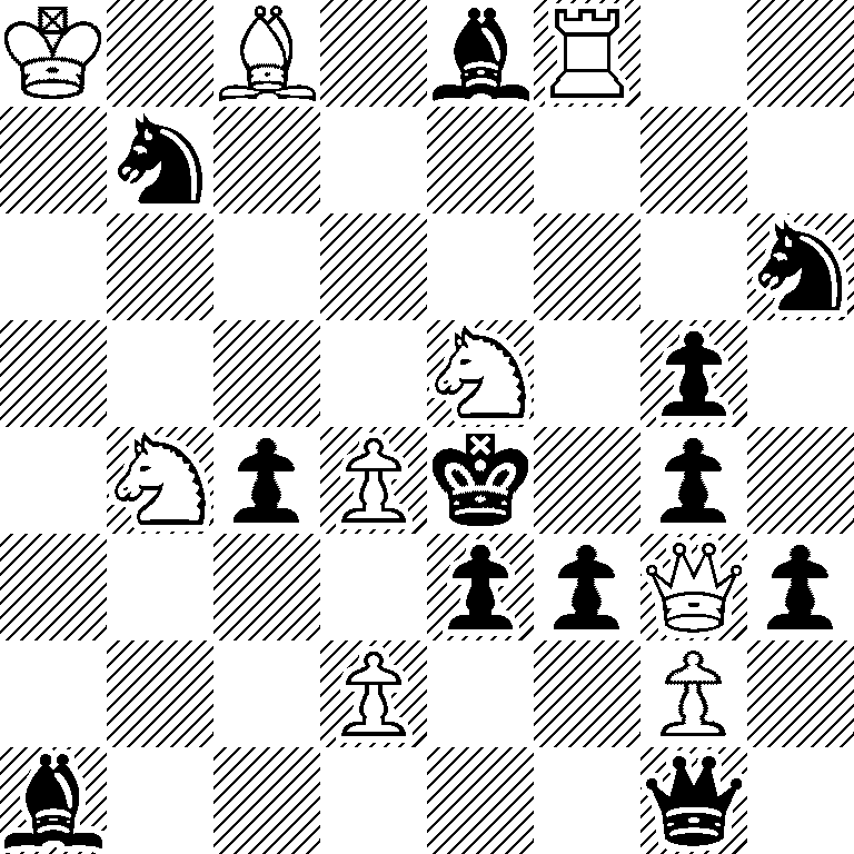 K1B1bR2/1n6/7n/4N1p1/1NpPk1p1/4ppQp/3P2P1/b5q1