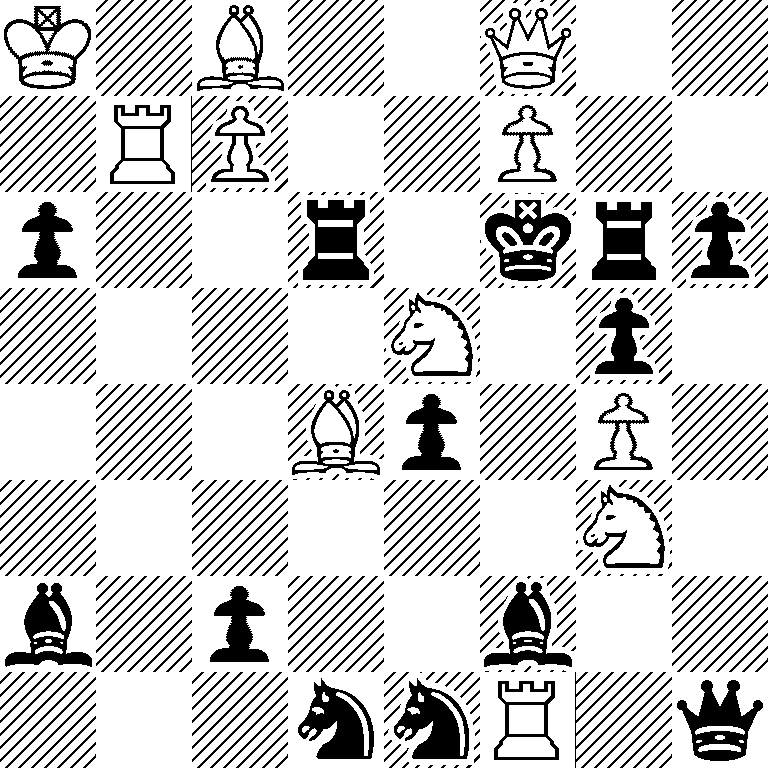 K1B2Q2/1RP2P2/p2r1krp/4N1p1/3Bp1P1/6N1/b1p2b2/3nnR1q