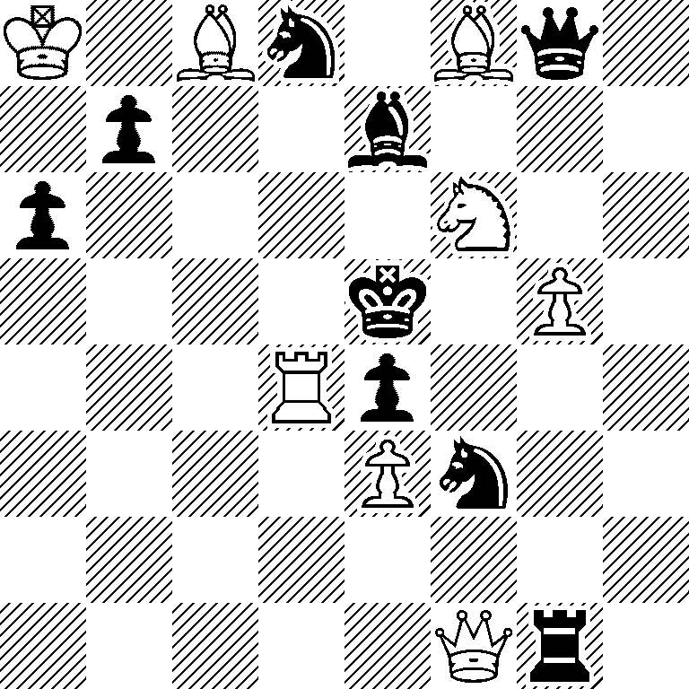 K1Bn1Bq1/1p2b3/p4N2/4k1P1/3Rp3/4Pn2/8/5Qr1