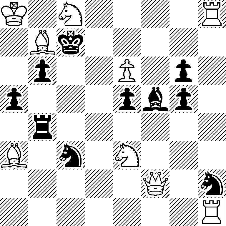 K1N4R/1Bk5/1p2P1p1/p3pbp1/1r6/B1n1N3/5Q1n/7R