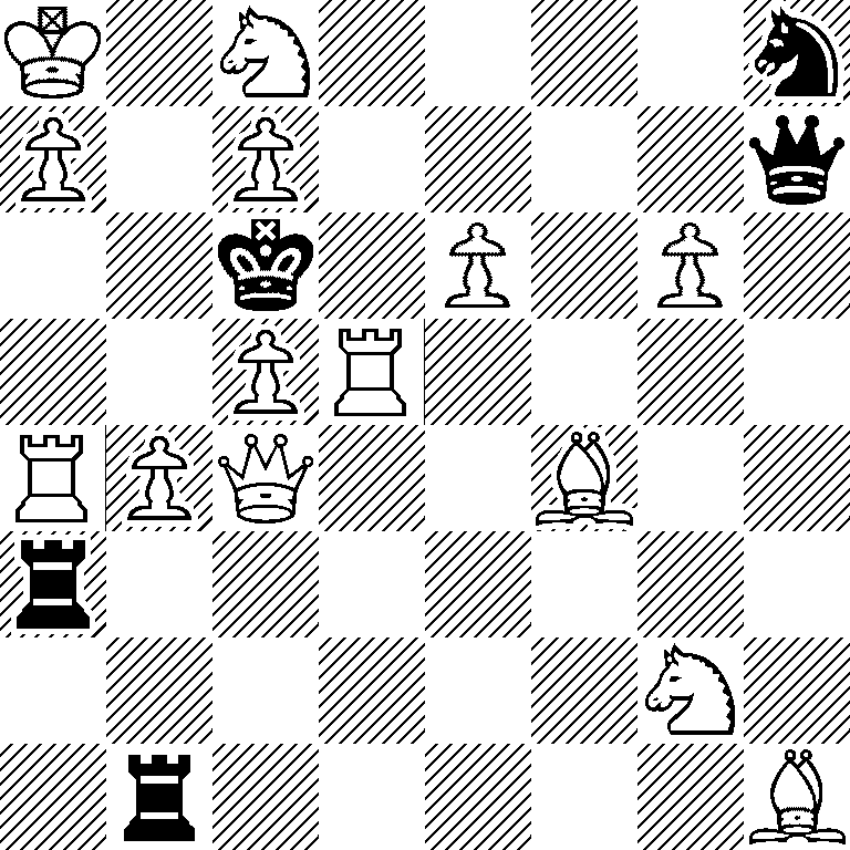 K1N4n/P1P4q/2k1P1P1/2PR4/RPQ2B2/r7/6N1/1r5B